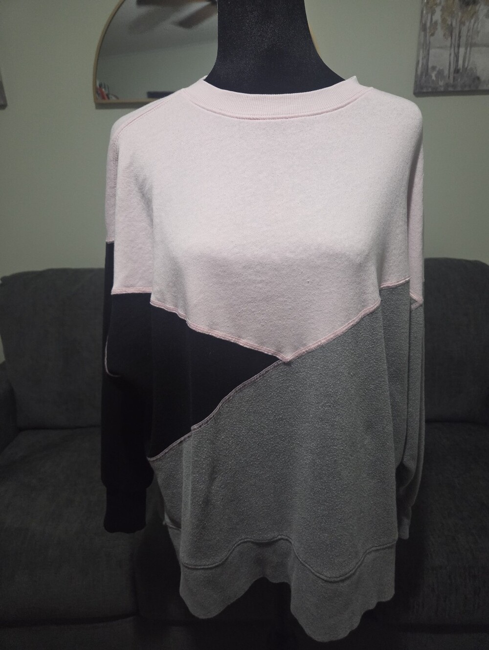 crown & ivy Pale Pink Ribbed-Neck Sweater